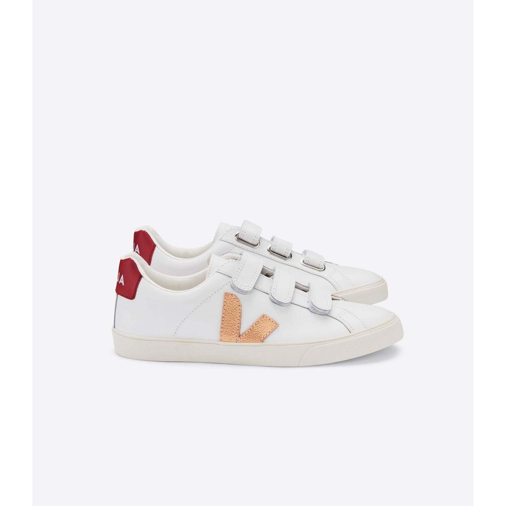 Veja 3-LOCK LEATHER Women\'s Sneakers White/Red | CA 607RVD